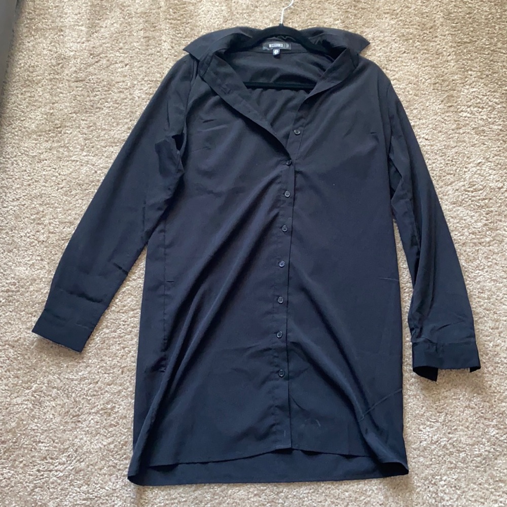 Missguided Black basic oversized shirt dress